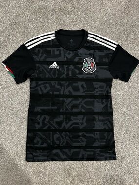 adidas Black Mexico National Team Jersey with White Stripes